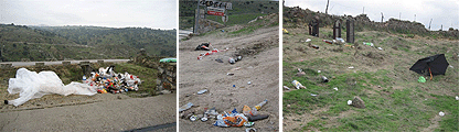 Restos de basura dejada por los espectadores del rally